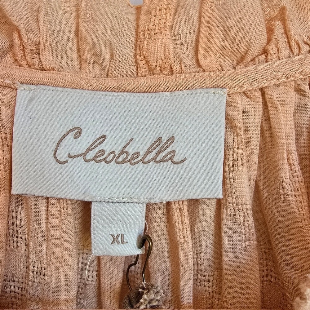 Cleobella NEW Alicia Dune Peach Textured Blouson Sleeve Peasant Top SZ XL Boho - Picture 8 of 11